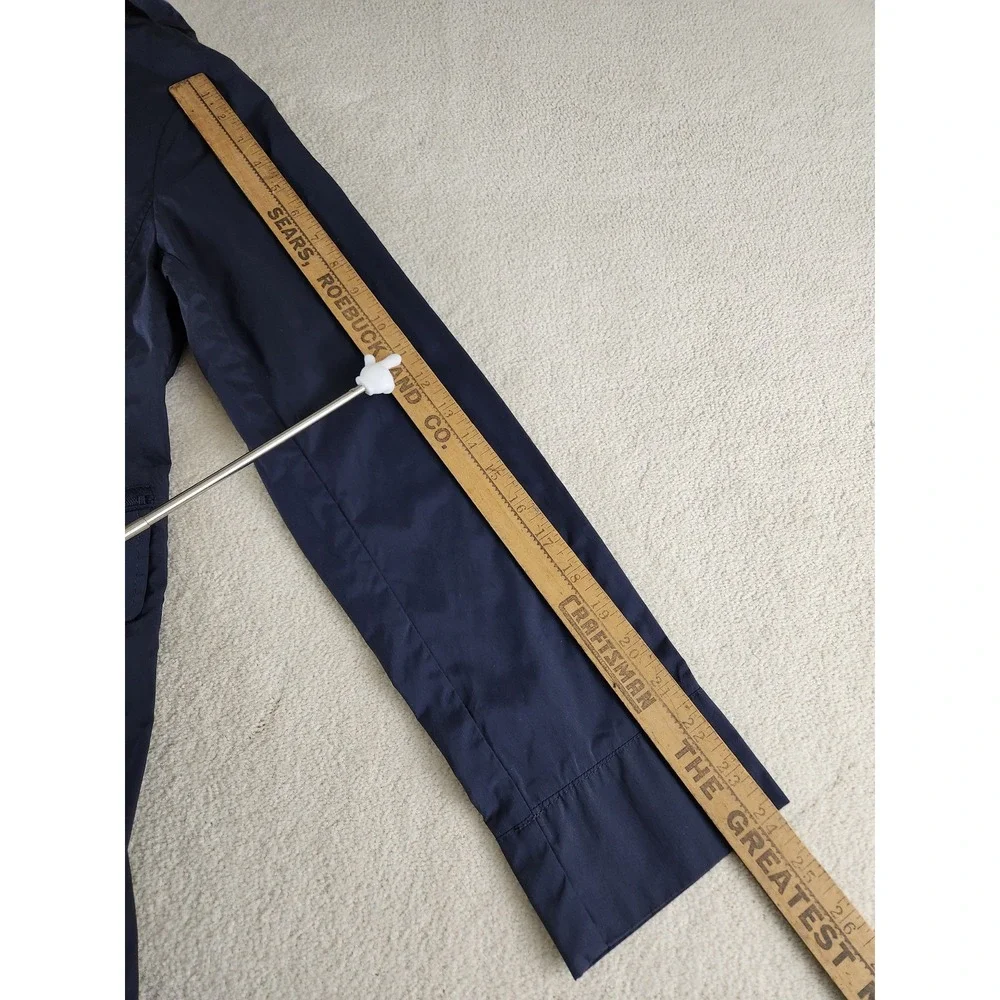 Cole Haan Signature Women's Small Navy Hooded Rain Coat Drawstring Hood_11